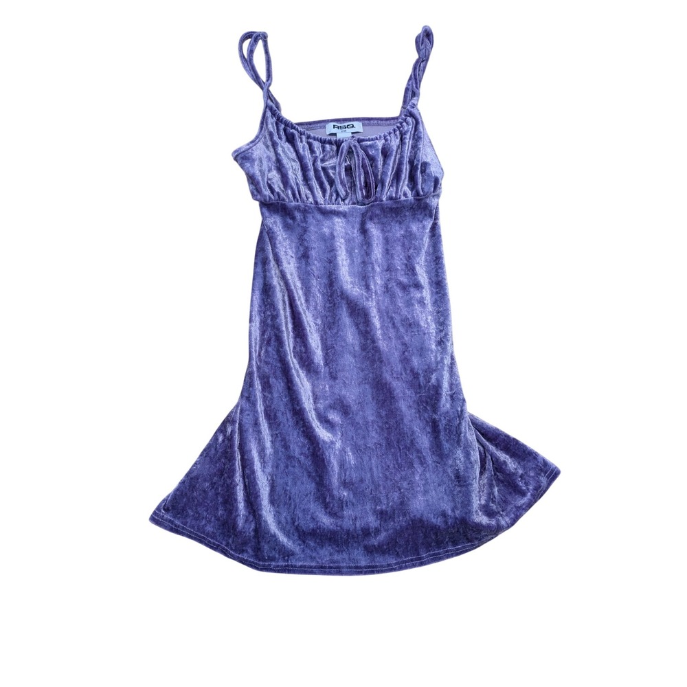 RSQ Womens Purple Crushed Velvet Mini Dress Small Ruched Keyhole Y2K Style